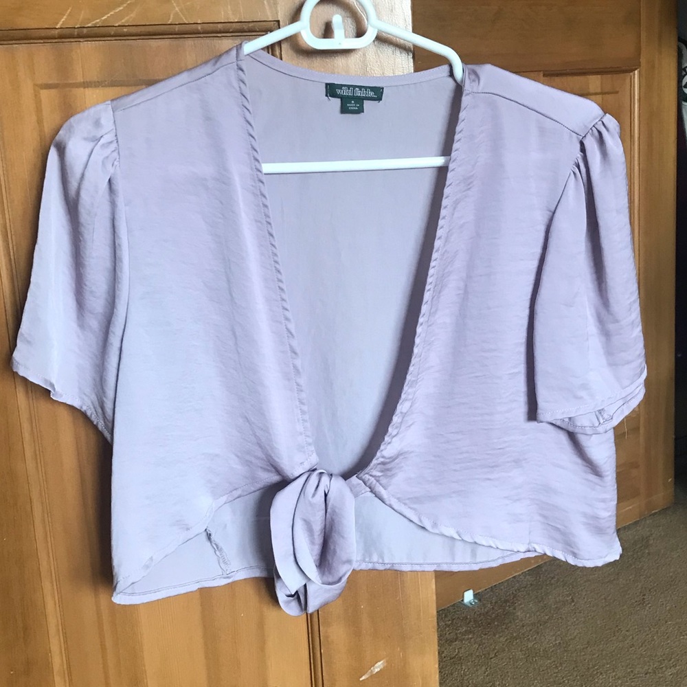 Lavender tie front crop